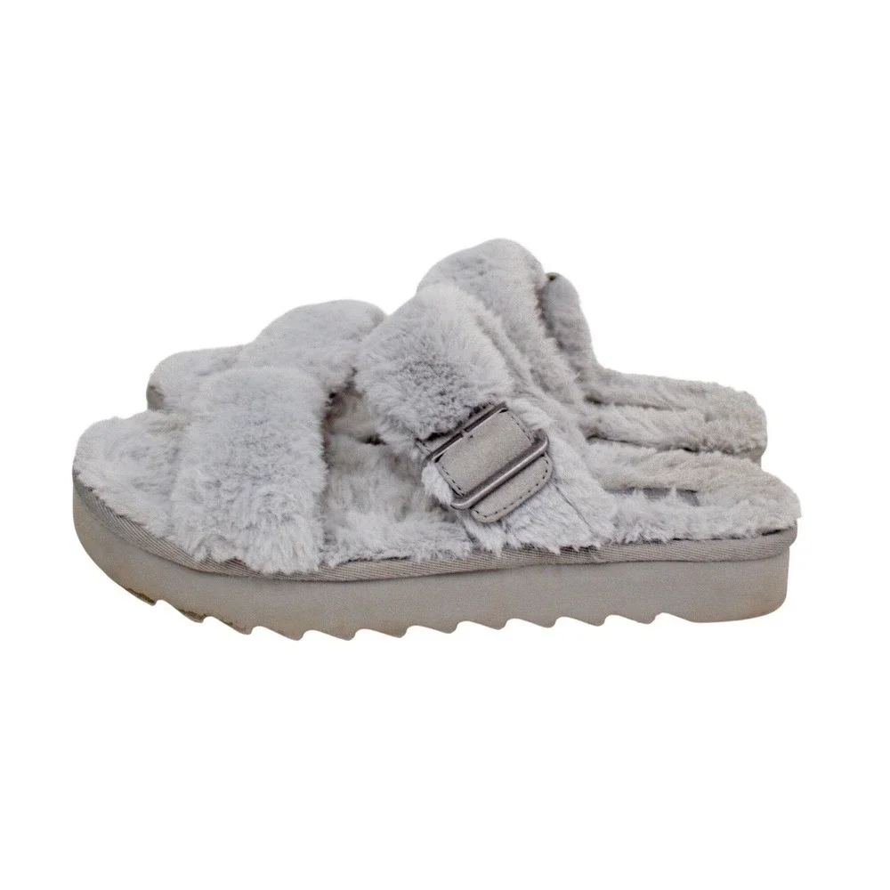 Koolaburra by UGG Fuzz-Ah Slide Sandals Slip On Wild Dove Gray Women's Size 7